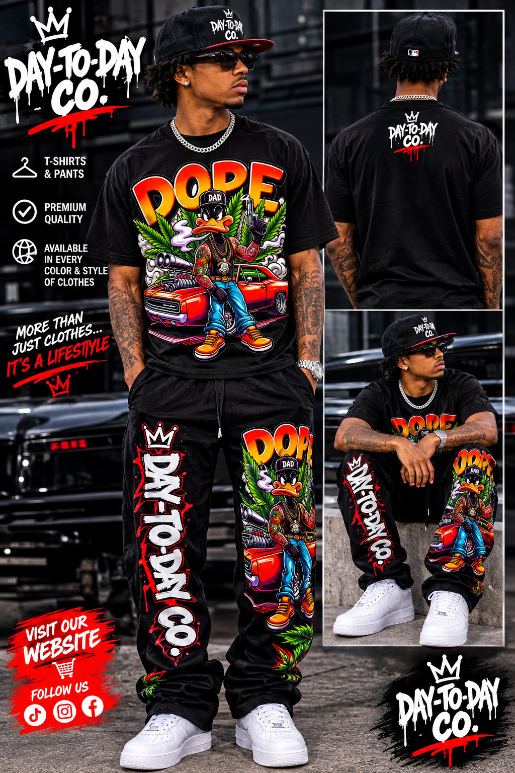 DAY-TO-DAY CO. black shirt and pants set