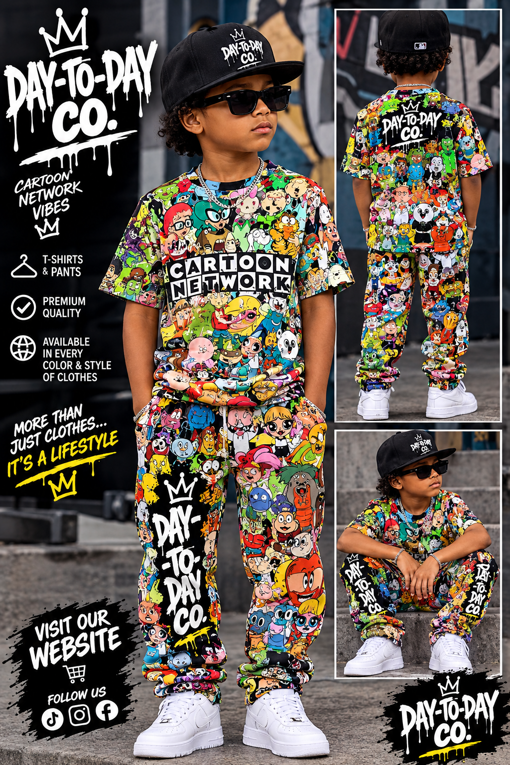 DAY-TO-DAY CO. colorful graphic shirt and pants set