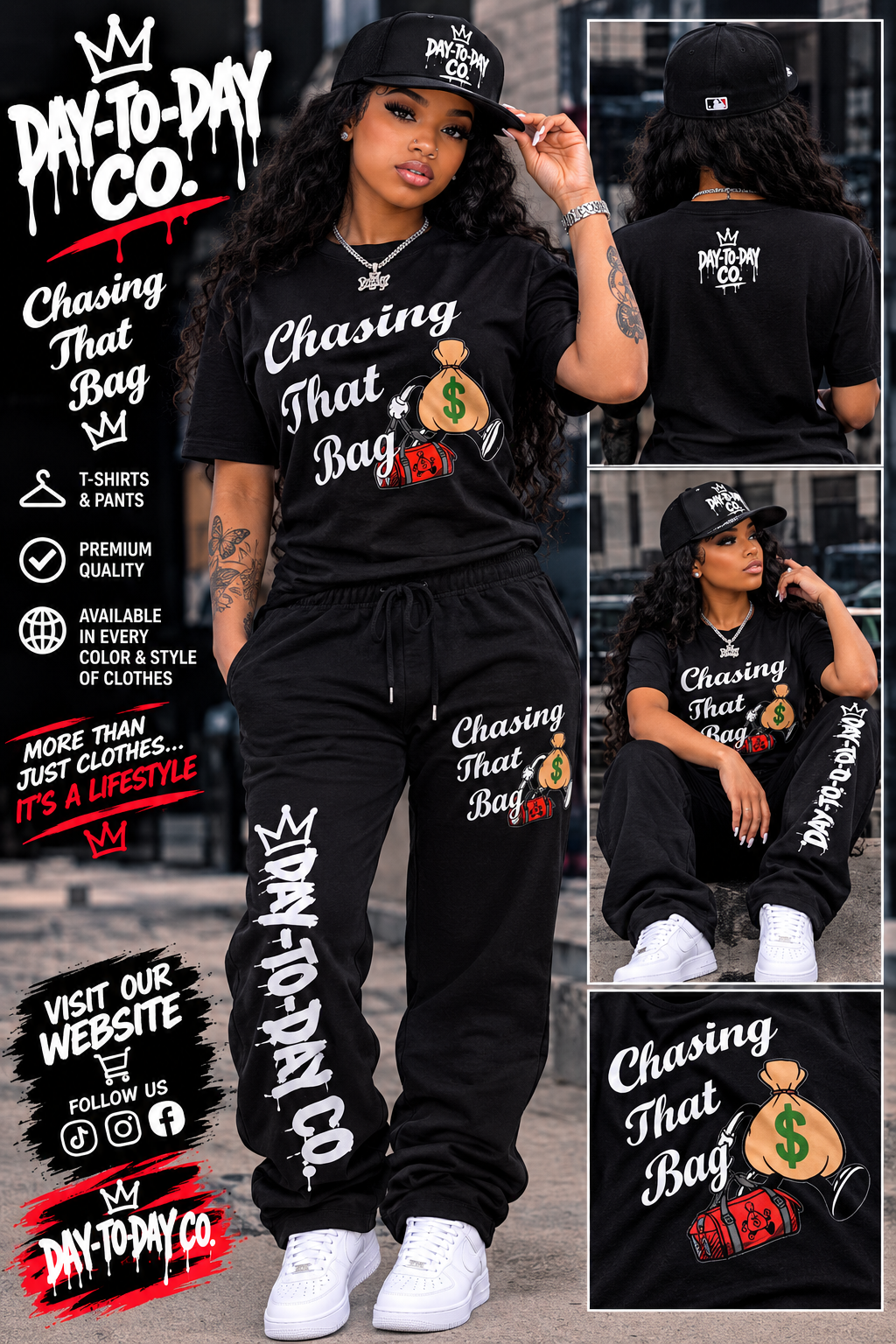 DAY-TO-DAY CO. Chasing That Bag shirt and pants set